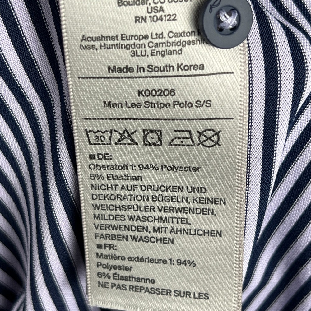 KJUS Golf Polo Shirt Mens XL 54 Comfort Fit Navy Blue Purple‎ Striped UPF 30+ - Picture 10 of 12